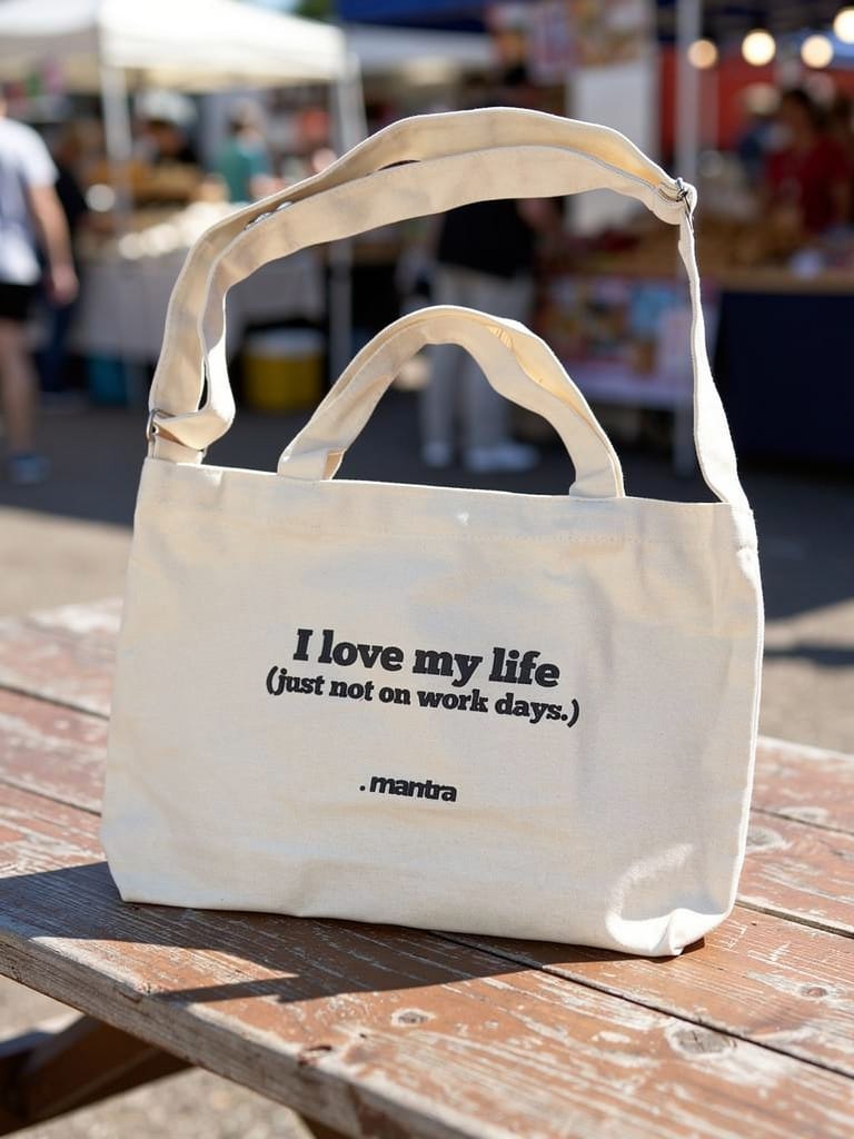 I Love My Life - Beige Tote